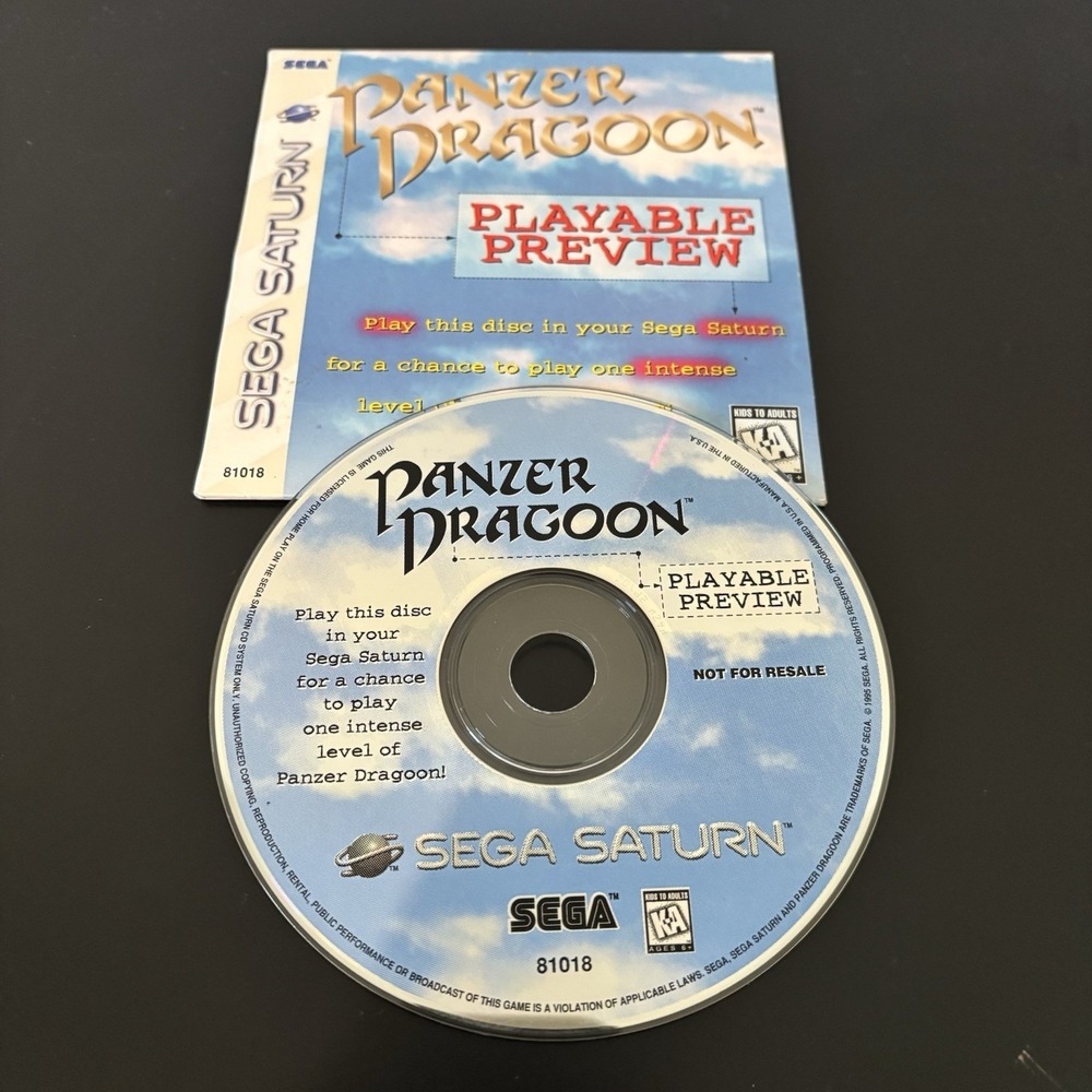 Panzer Dragoon Playable Preview Demo Complete w/sleeve - Sega Saturn Video Game